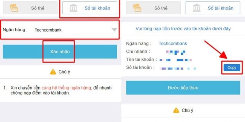 3 bước cơ bản 18win - nạp tiền qua ngân hàng online